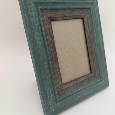 Sale Photo Thumbnail #79: Green and grey wood picture frame. 4x6"