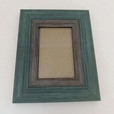 Sale Photo Thumbnail #78: Green and grey wood picture frame. 4x6"