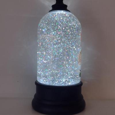 Battery Operated Acrylic Light-up Glitter Globe- Approx 10 1/4" Tall