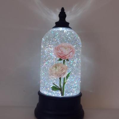 Battery Operated Acrylic Light-up Glitter Globe- Approx 10 1/4" Tall