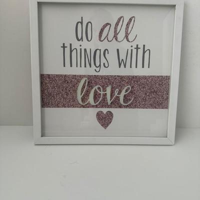 Sale Photo Thumbnail #89: seet of 2 framed art pieces "Love". One has glitter inside the box