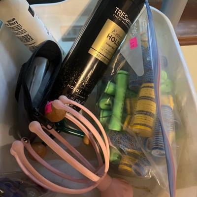 Sale Photo Thumbnail #323: Med supplies, personal hygiene, brushes, curlers, vintage sewing
Shelves, white totes do not sale