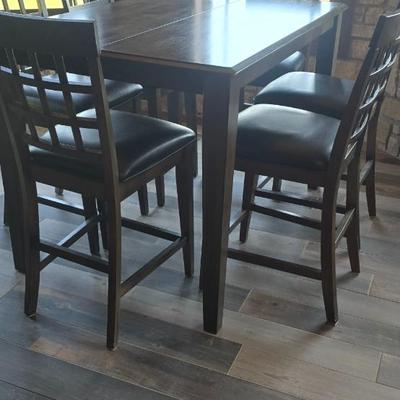 Pub height table and 6 chairs