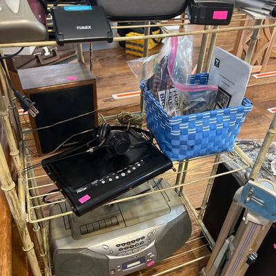 Sale Photo Thumbnail #349: Tri-pod, Radio, speakers and more.