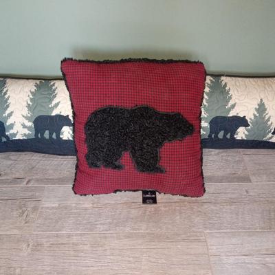 Floor lamp and bear pillows
