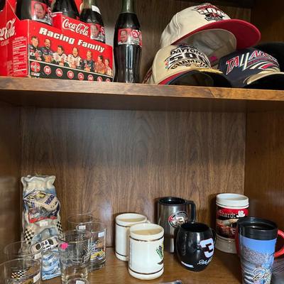 Sale Photo Thumbnail #379: NASCAR,cups , glasses, Hats, candle, pins.