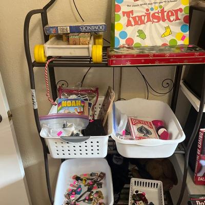 Sale Photo Thumbnail #385: Vintage toys
White totes and bakers rack not for sale
