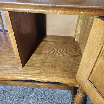 Oak Telephone Entry Way Arm Chair Bench 36x15x31