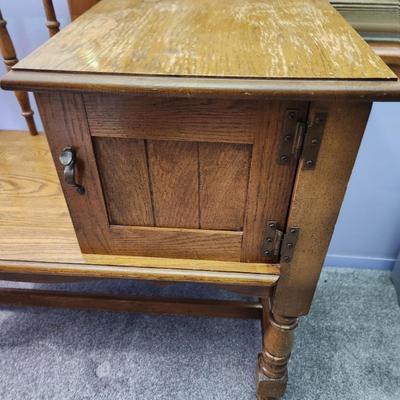Oak Telephone Entry Way Arm Chair Bench 36x15x31