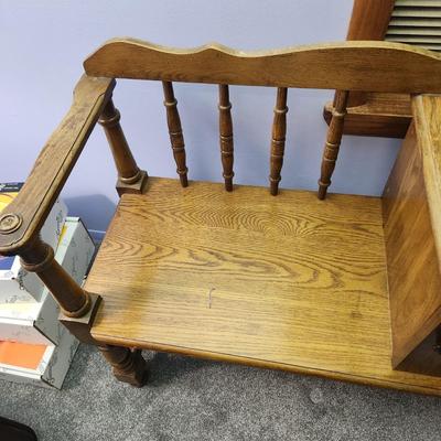 Oak Telephone Entry Way Arm Chair Bench 36x15x31