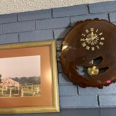 Sale Photo Thumbnail #485: Wood Clock And Farmhouse Picture