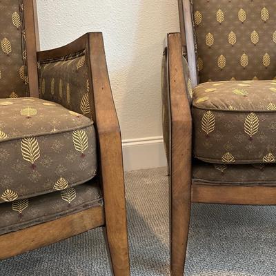 Pair of Flexsteel Upholstered Wood Frame Accent Chairs