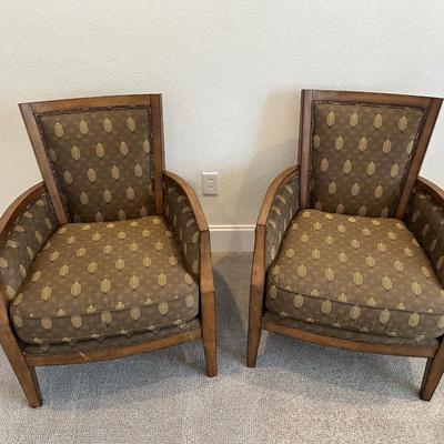 Pair of Flexsteel Upholstered Wood Frame Accent Chairs