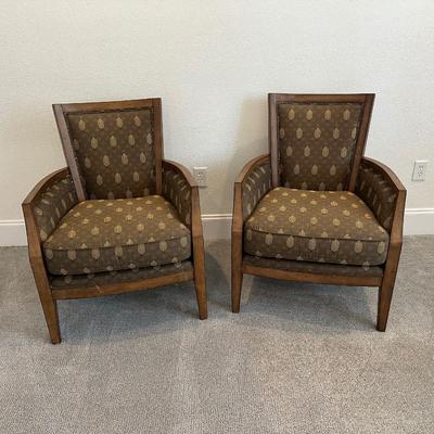 Pair of Flexsteel Upholstered Wood Frame Accent Chairs