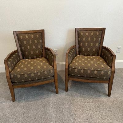 Pair of Flexsteel Upholstered Wood Frame Accent Chairs