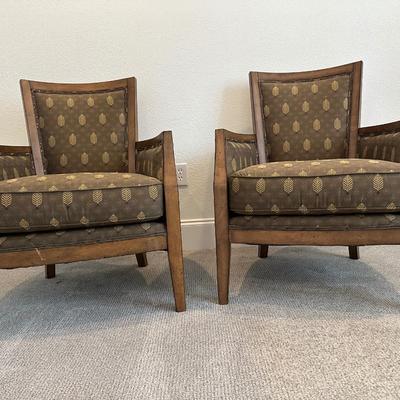 Pair of Flexsteel Upholstered Wood Frame Accent Chairs