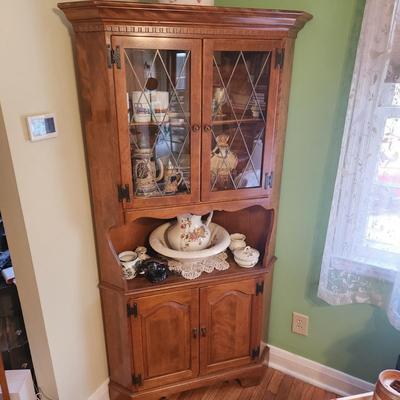 Solid Wood Corner Cabinet Hutch 38x17x74