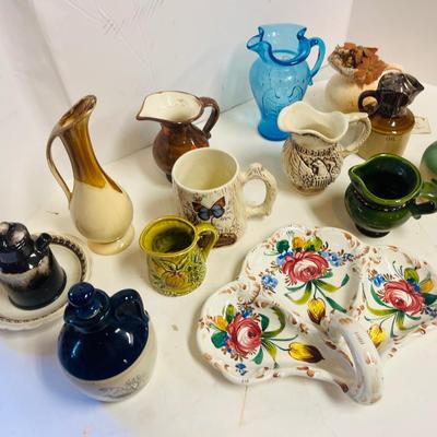Collection of glass & ceramic Vessels primary Vases & Pitchers