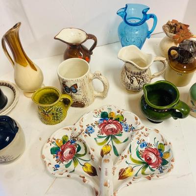 Collection of glass & ceramic Vessels primary Vases & Pitchers