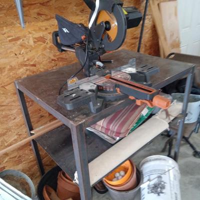 Chop saw and metal table