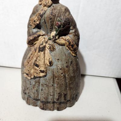Antique Very Heavy Cast Iron Door Stop 8" Colonial Woman