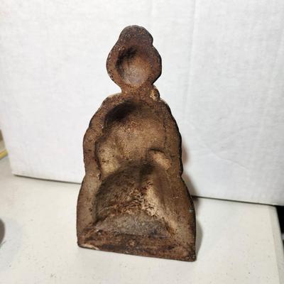 Antique Very Heavy Cast Iron Door Stop 8" Colonial Woman