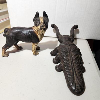 Cast Iron Boston Terrier 5" & Cast Iron Beetle Boot Jack