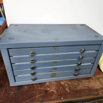 Hout 5 Drawer Metal Drill Bit Cabinet Includes Some Bits