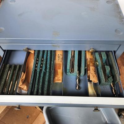 Hout 5 Drawer Metal Drill Bit Cabinet Includes Some Bits