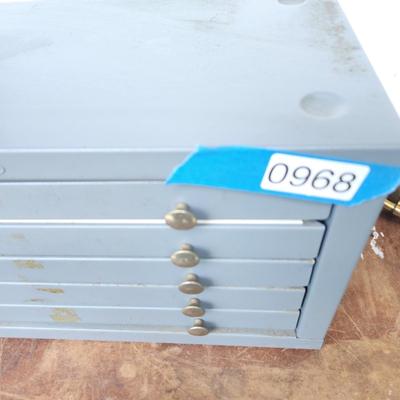 Hout 5 Drawer Metal Drill Bit Cabinet Includes Some Bits