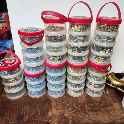 Lot of Twist N Store Containers Filled