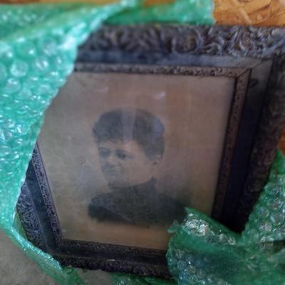 Early charcoal picture In antique frame
