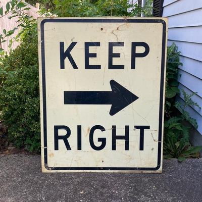 LOT 78: "Keep Right" Arrow Highway Mounted Sign (Walter Sign Co New York)