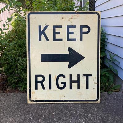 LOT 78: "Keep Right" Arrow Highway Mounted Sign (Walter Sign Co New York)