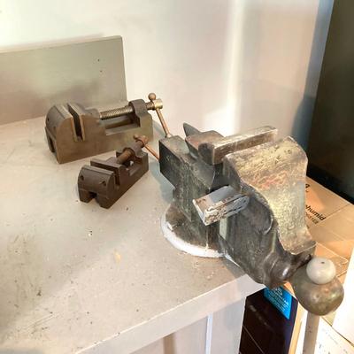 LOT 80: Three Metal Vises - Anvil Style Included