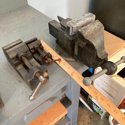 LOT 80: Three Metal Vises - Anvil Style Included