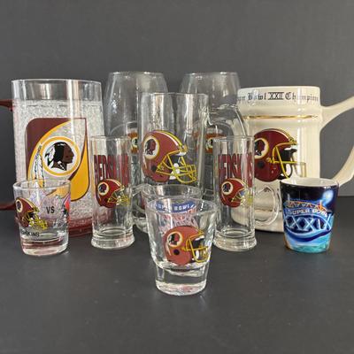 LOT 97: NFL Barware Glasses & Stein