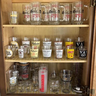 LOT 103:Kitchen Cupboard of Barware/Glassware Collection