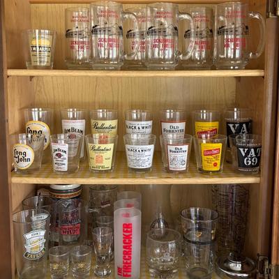 LOT 103:Kitchen Cupboard of Barware/Glassware Collection