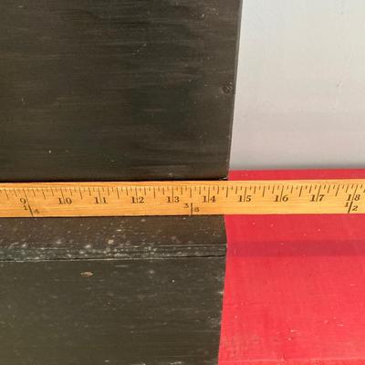 LOT 111: Pair of Painted Black Wooden Boxes with Tools and More