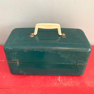 LOT 112: Vintage Hand Tools with Metal Union Corp Watertite Model No. 5414 Storage Box and Contents