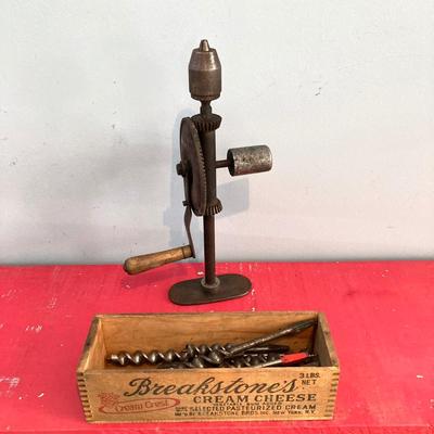LOT 112: Vintage Hand Tools with Metal Union Corp Watertite Model No. 5414 Storage Box and Contents