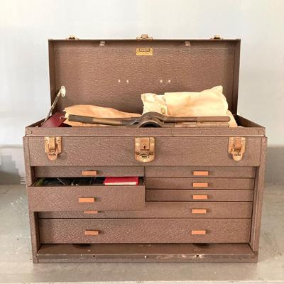 LOT 116: Kennedy Manufacturing Co. Kennedy Kits Metal Mechanic / Machinist Tool Box and Contents