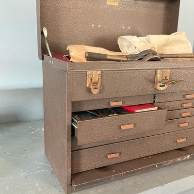 LOT 116: Kennedy Manufacturing Co. Kennedy Kits Metal Mechanic / Machinist Tool Box and Contents