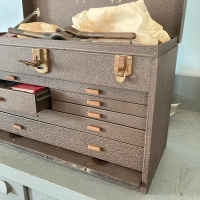 LOT 116: Kennedy Manufacturing Co. Kennedy Kits Metal Mechanic / Machinist Tool Box and Contents