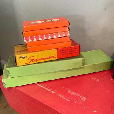 LOT 124: Vintage Wooden Tool / Storage Box with Tools and More (Some New in Package)