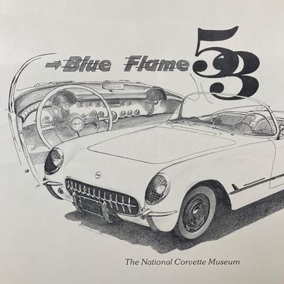 LOT 131: Vintage Metal 53 Red Corvette, The National Corvette Museum Blue Flame 53 Print, 3 Dimensional Wall Plaque and Two Diecast...