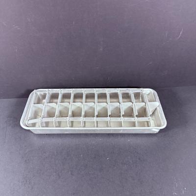 LOT 148: Vintage Pyrex Black and White Snowflake Oval Covered Dish, Pyrex Coffee Pot Aluminum Ice Tray, Embroidered Days of the Week Dish...