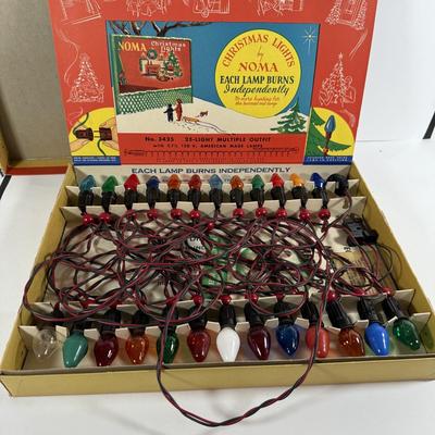 LOT 197: Nostalgic Christmas Collection Including Glass Bulbs, Vintage Light Set, Candles and Mugs