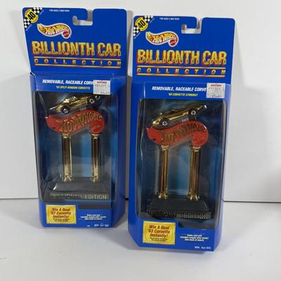 LOT 198 Set of Four (4): Hot Wheels Billionth Car Collection Corvettes, Two (2) Revell Die Cast Corvettes and Trading Cards